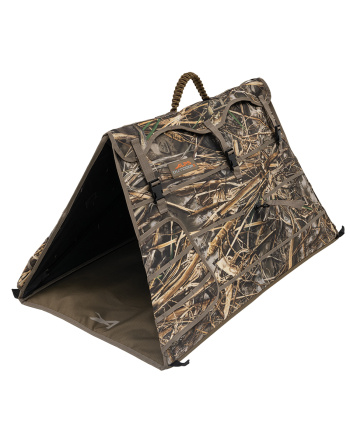 Alpha Dog Blind - Realtree MAX-7® - Front quarter view with magnetic dual-swing front doors open