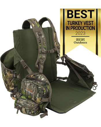 Impact Vest - Mossy Oak Obsession - Front profile - Banner Award for Best Turkey Vest In Production 2023 Great Days Outdoors